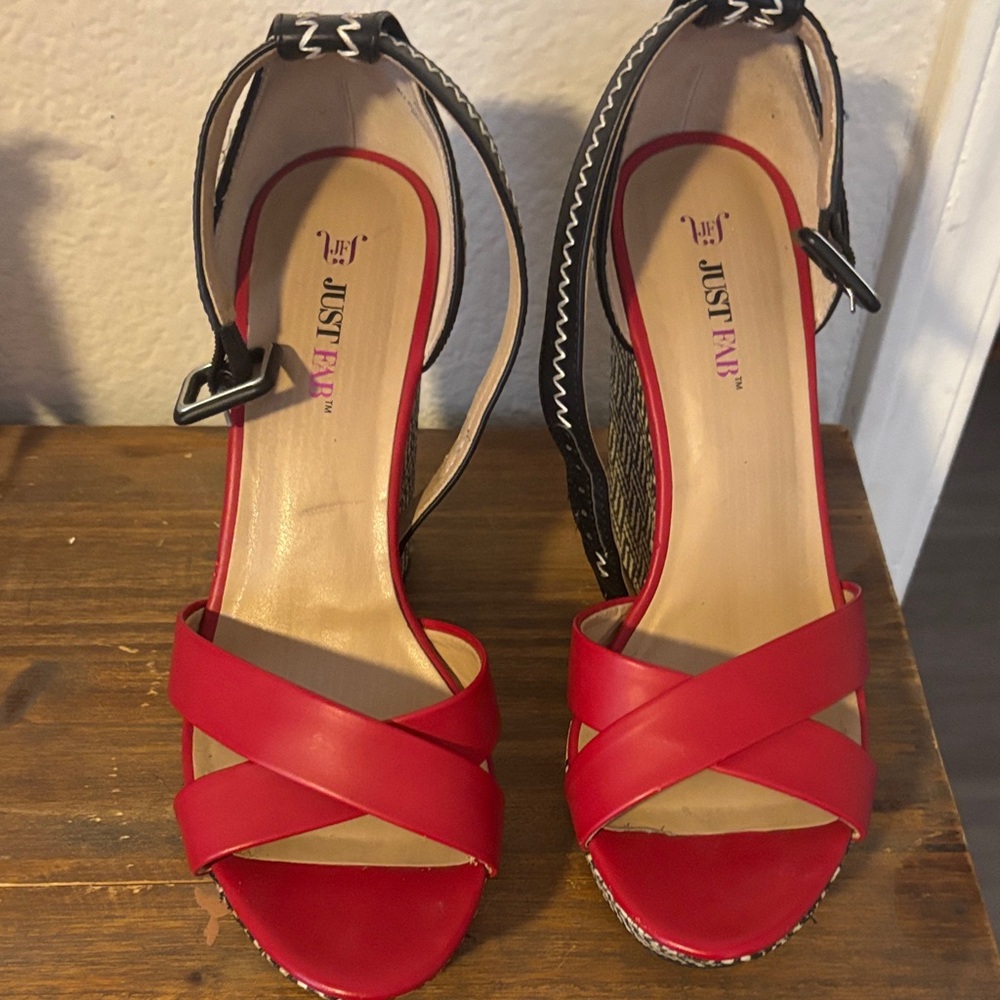 JustFab Red Strappy Heels